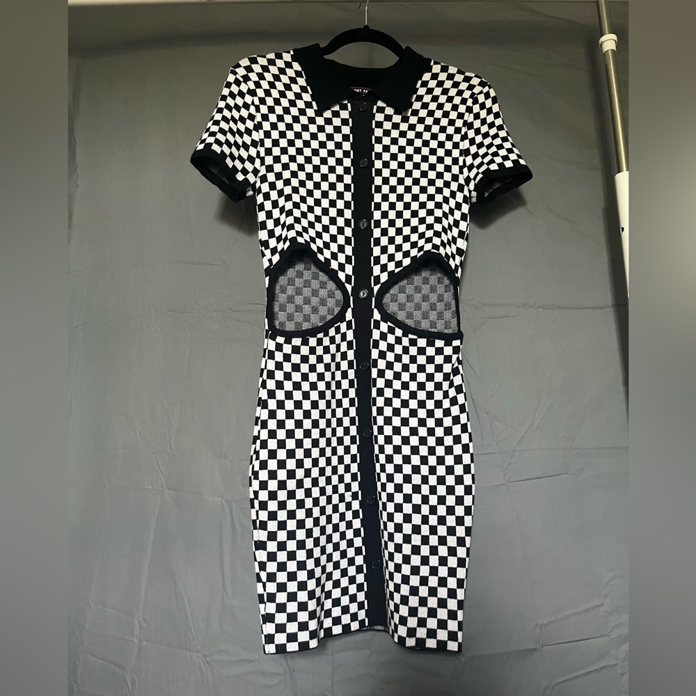 Checkered black and white dress